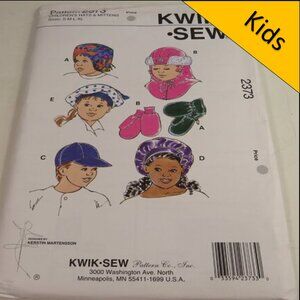 Kwik Sew 2373 Kid Summer Winter Hats & Mittens UNCUT Clothing Patterns